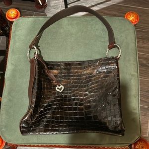 BRIGHTON brown patent leather handbag 11” x 12” excellent condition